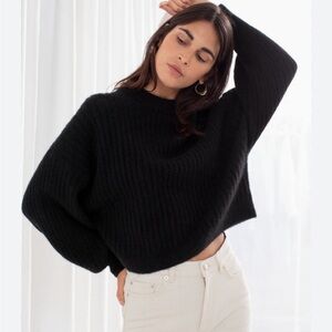 Wool Blend Black Mock Neck Sweater